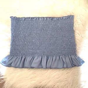 Stretchy Blue Peplum Trim Tube Top (NWT)